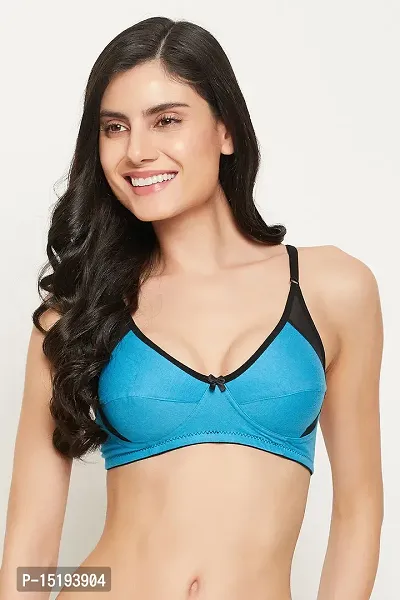 Non-Padded Non-Wired Full Cup Bra in Cobalt Blue - Cotton