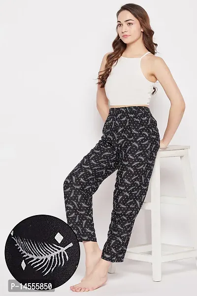 Buy Stylish Black Rayon Printed Lounge Pants For Women Online In India At  Discounted Prices