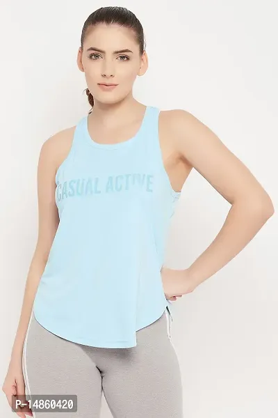 Comfort Fit Text Print Active Tank Top in Baby Blue-thumb0