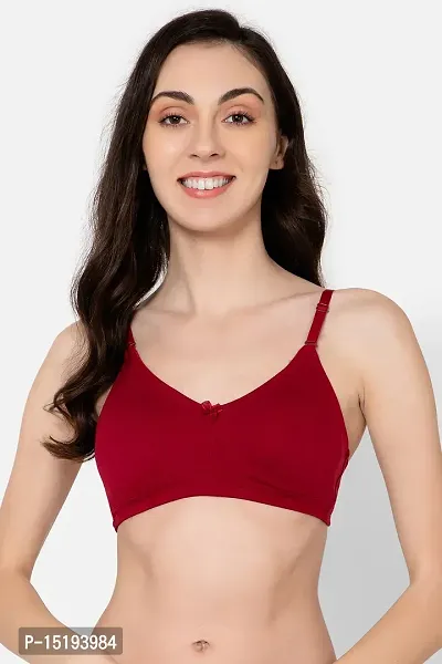 Non-Padded Non-Wired Full Figure Multiway T-shirt Bra in Maroon - Cotton Rich