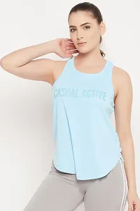 Comfort Fit Text Print Active Tank Top in Baby Blue-thumb1