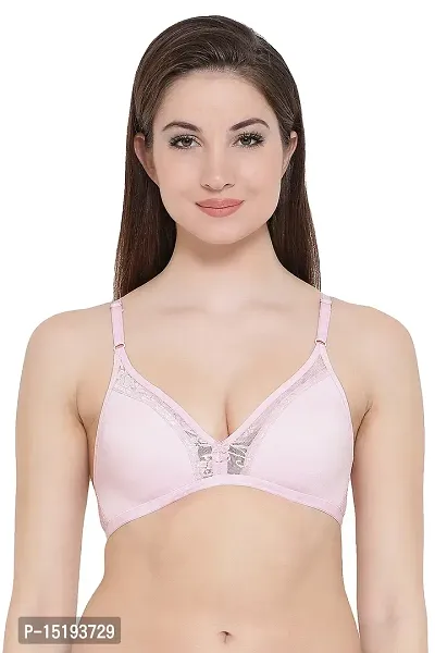 Non Padded Demi Cup T-Shirt Bra With Lace In Pink