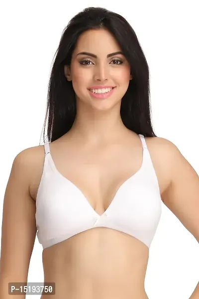 Cotton Non-Padded Non-Wired Demi Cup T-Shirt Bra - White-thumb0