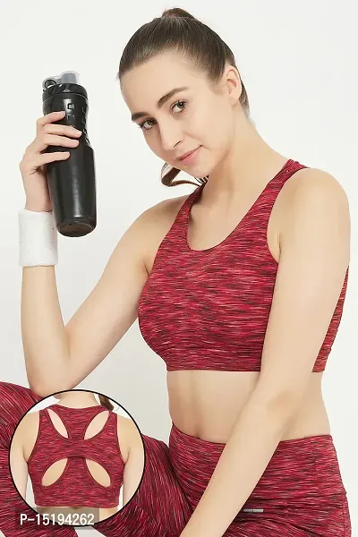 Buy Medium Impact Printed Padded Sports Bra in Maroon Online In India At  Discounted Prices