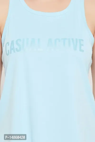 Comfort Fit Text Print Active Tank Top in Baby Blue-thumb5