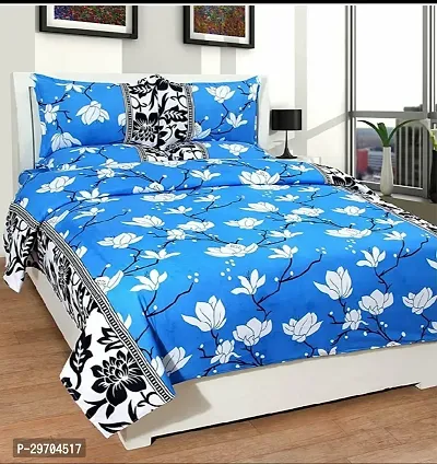 Comfortable Microfiber Printed Double Bedsheet with Pillow Covers-thumb0