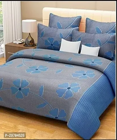 Comfortable Microfiber Printed Double Bedsheet with Pillow Covers-thumb0