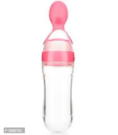 BPA Free Squeeze Style Bottle Feeder with Dispensing Spoon for Infant Newborn Toddler(PINK)-thumb0