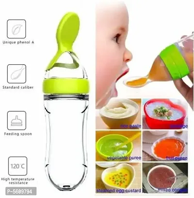 BPA Free Squeeze Style Bottle Feeder with Dispensing Spoon for Infant Newborn Toddler(PINK)-thumb0