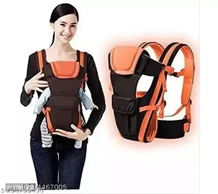 Baby Carrier Bag for 6 Months to 36 Months Baby - Lightweight, Ergonomic, 3 in 1 Front, Back  Head Support Kangaroo Bag, Max Weight Upto 15kg, with Adjustable Buckle Strap (Orange)-thumb0