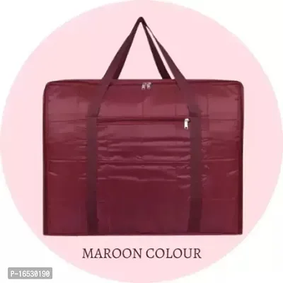 Maroon colour Double Bed Blanket Bag Cover/Saree Bag/Household Storage Organiser Bag Water Proof dust Proof with Zipper-thumb0