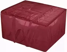 Maroon colour Double Bed Blanket Bag Cover/Saree Bag/Household Storage Organiser Bag Water Proof dust Proof with Zipper-thumb1