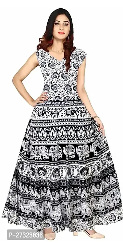 Stylish Black Khadi Cotton Abstract Print Dress For Women-thumb0