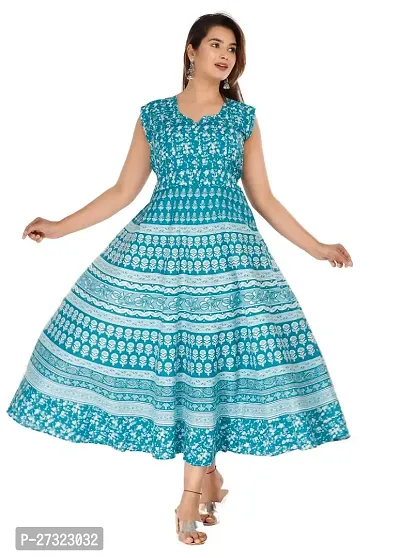 Stylish Blue Khadi Cotton Abstract Print Dress For Women-thumb0