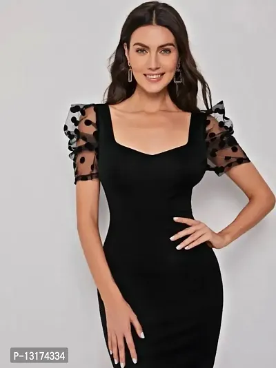 Party Wear Bodycon Black Dress Foe Woman-thumb0