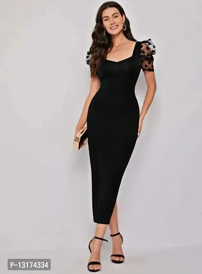 Party Wear Bodycon Black Dress Foe Woman-thumb2