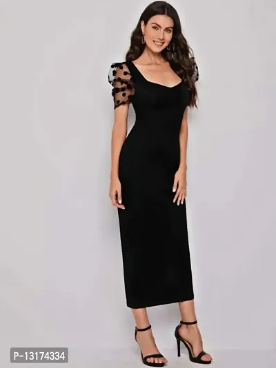 Party Wear Bodycon Black Dress Foe Woman-thumb4