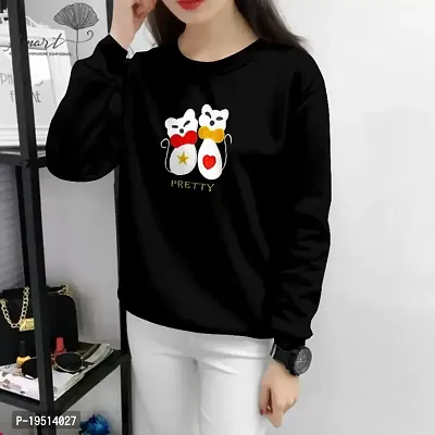 Elegant Black Cotton Blend Printed Tshirt For Women-thumb0