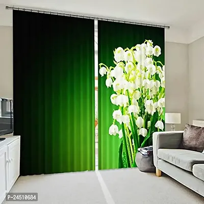 OHD 3D Flower Digital Printed Polyester Fabric Curtains for Bed Room, Living Room Kids Room Color Green Window/Door/Long Door (D.N.1237) (1, 4 x 7 Feet:( Size:48 x 84 inch) Door)