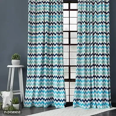 OHD 3D Zigzag Digital Printed Polyester Fabric Curtains for Bed Room, Living Room Kids Room Color Sky Window/Door/Long Door (D.N.1110)