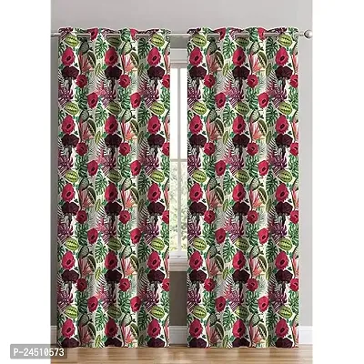 OHD 3D Flower Digital Printed Polyester Fabric Curtains for Bed Room, Living Room Kids Room Color Mutli Window/Door/Long Door (D.N.1202)