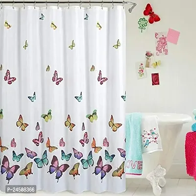 OHD 3D Butterfly Digital Printed Polyester Fabric Curtains for Bed Room, Living Room Kids Room Color White Window/Door/Long Door (D.N.567)-thumb0