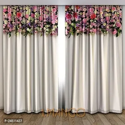 OHD 3D Flower Digital Printed Polyester Fabric Curtains for Bed Room, Living Room Kids Room Color White Window/Door/Long Door (D.N.1275) (1, 4 x 7 Feet:( Size:48 x 84 inch) Door)