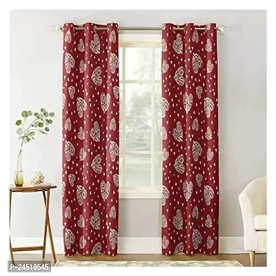 OHD 3D Heart Digital Printed Polyester Fabric Curtains for Bed Room, Living Room Kids Room Color Red Window/Door/Long Door (D.N.1288) (1, 4 x 5 Feet:( Size: 48 x 60 inch) Window)-thumb0