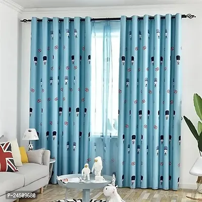 OHD 3D Cartoon Digital Printed Polyester Fabric Curtains for Bed Room, Living Room Kids Room Color Sky Window/Door/Long Door (D.N.1095)