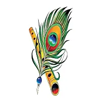 Tatmods Peacock Feather With Flute Temporary Tattoo For Men And Woman Waterproof Body Tattoo-thumb1