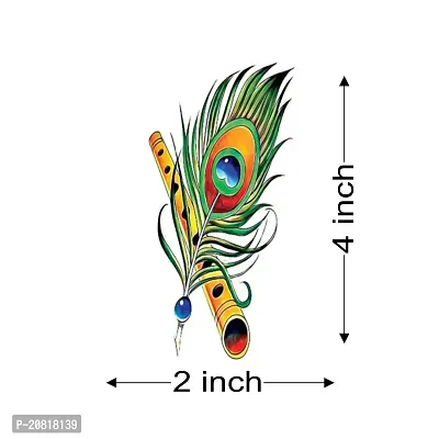 Tatmods Peacock Feather With Flute Temporary Tattoo For Men And Woman Waterproof Body Tattoo-thumb3