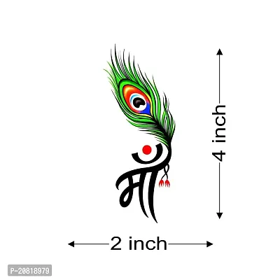 Tatmods Maa With Peacock Feather Temporary Tattoo For Men And Woman Waterproof Body Tattoo-thumb2