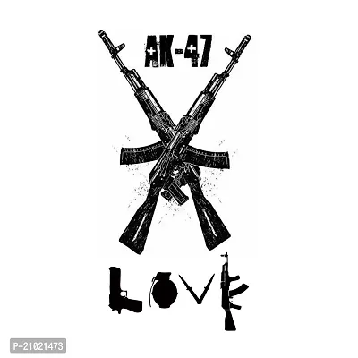 Tatmods Love Ak 47 Black Design Temporary Tattoo For Men And Woman Waterproof Body Tattoo-thumb0