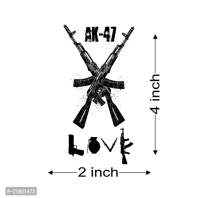 Tatmods Love Ak 47 Black Design Temporary Tattoo For Men And Woman Waterproof Body Tattoo-thumb3