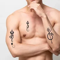 Tatmods 4 Trishul Design Black Temporary Tattoo For Men And Woman Waterproof Body Tattoo-thumb1