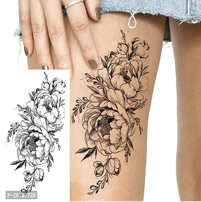 Tatmods Black Flower Tattoo Waterproof Temporary Body Tattoo Boys and Girls