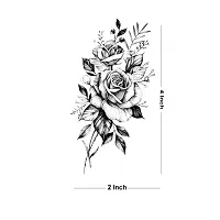 Tatmods Black Rose With Leaf Tattoo Waterproof Temporary Body Tattoo Boys and Girls-thumb1