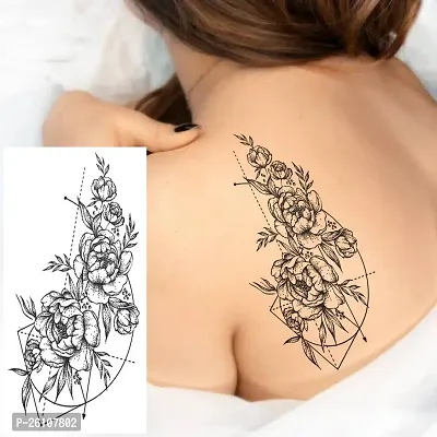 Tatmods Flower With Lines Tattoo Waterproof Temporary Body Tattoo Boys and Girls-thumb0