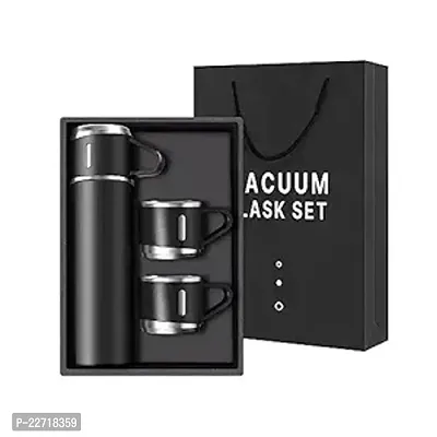 Vacuum Flask Set with 3 Steel Cups Combo