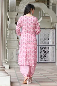 Stylish Pink Cotton Kurta, Bottom and Dupatta Set For Women-thumb1