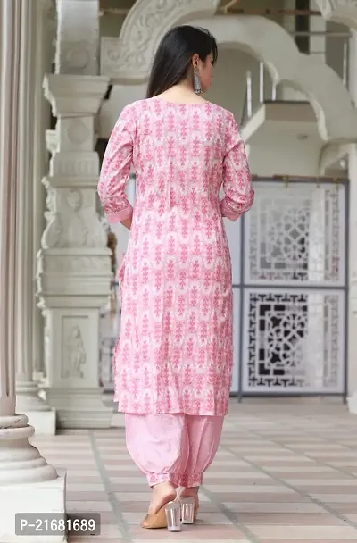 Stylish Pink Cotton Kurta, Bottom and Dupatta Set For Women-thumb2