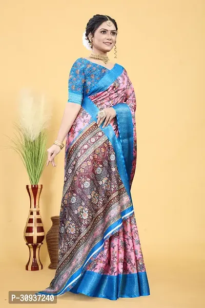 Stylish Multicoloured Dola Silk Applique Saree with Blouse piece For Women-thumb0