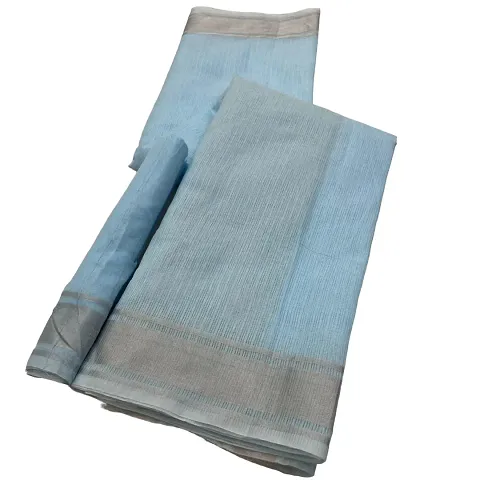 Glamorous Linen Blend Saree with Blouse piece