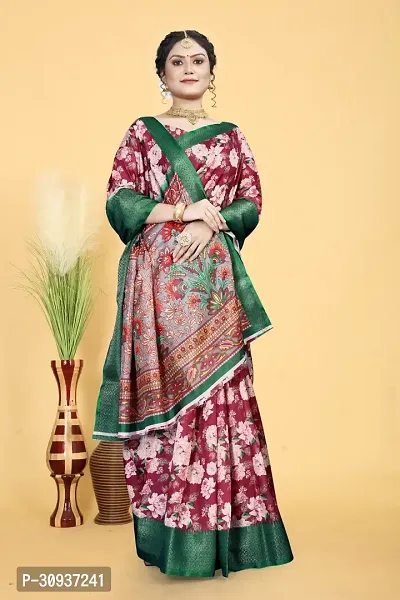 Stylish Multicoloured Dola Silk Applique Saree with Blouse piece For Women