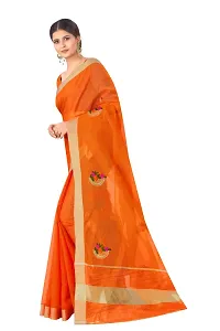 Cotton Silk (Chanderi) Orange Color Embroidered Chanderi Saree-thumb2