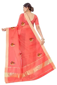 Cotton Silk (Chanderi) Peach Color Embroidered Chanderi Saree-thumb2