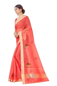 Cotton Silk (Chanderi) Peach Color Embroidered Chanderi Saree-thumb1