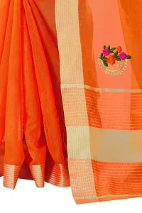 Cotton Silk (Chanderi) Orange Color Embroidered Chanderi Saree-thumb1