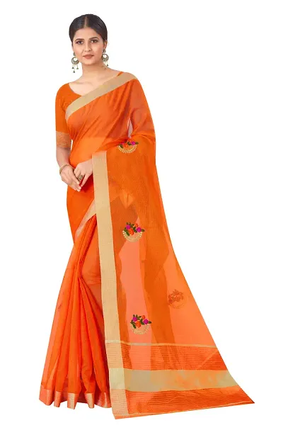 Silk (Chanderi) Color Embroidered Chanderi Saree