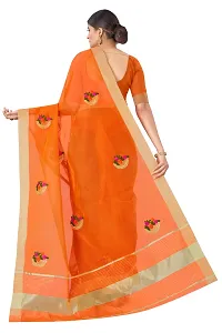 Cotton Silk (Chanderi) Orange Color Embroidered Chanderi Saree-thumb3